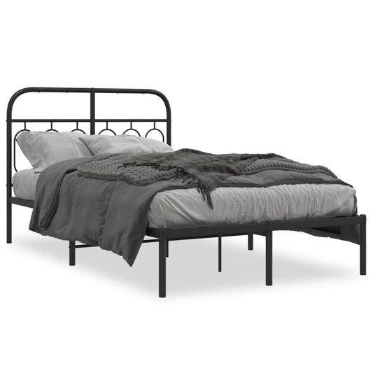 Bedframe met hoofdbord metaal zwart 120x190 cm is nu te koop bij PeponiXL, paradijselijk wonen!