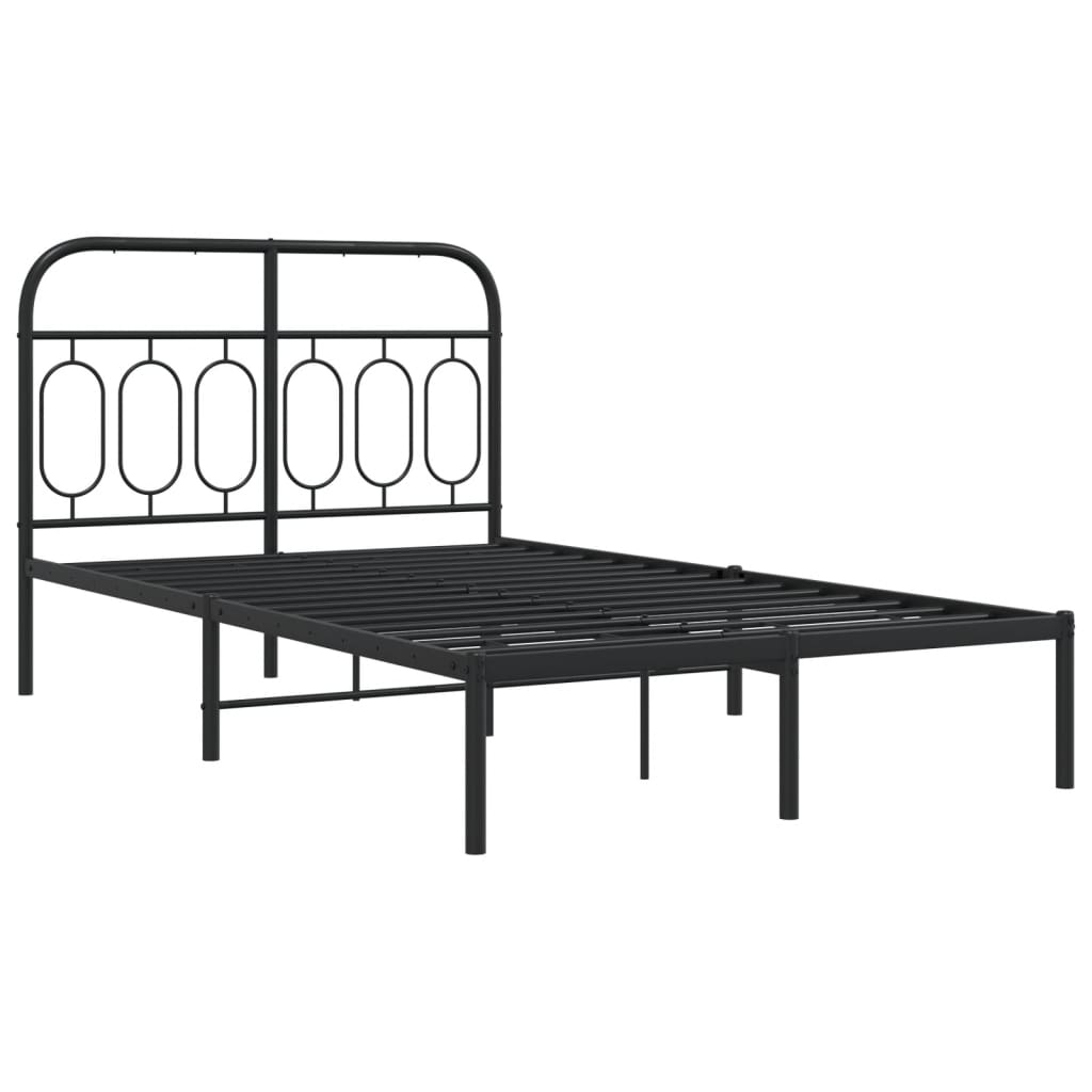Bedframe met hoofdbord metaal zwart 120x200 cm is nu te koop bij PeponiXL, paradijselijk wonen!