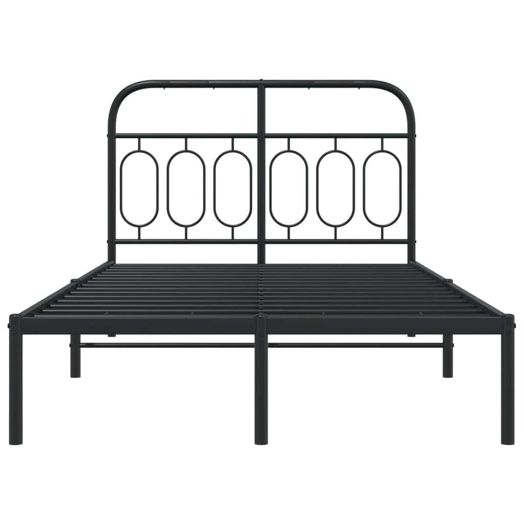 Bedframe met hoofdbord metaal zwart 120x200 cm is nu te koop bij PeponiXL, paradijselijk wonen!