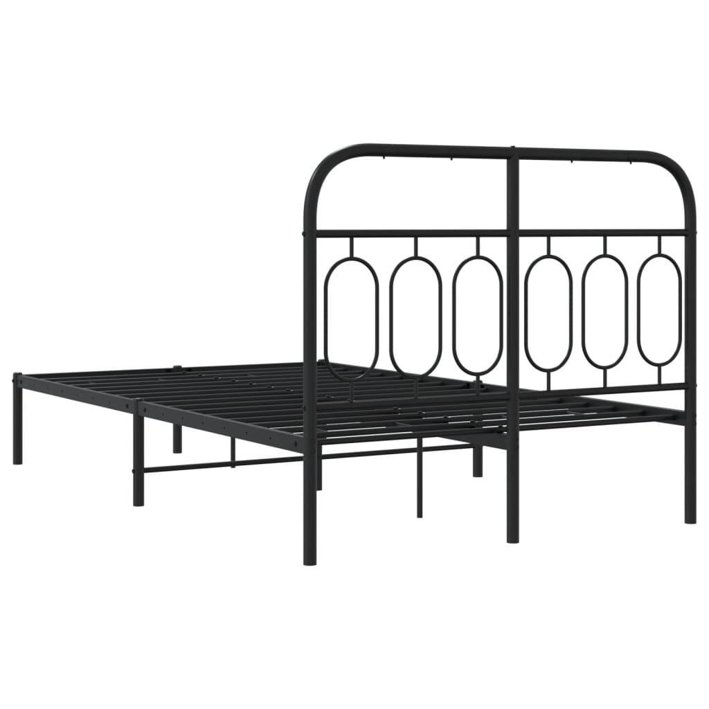 Bedframe met hoofdbord metaal zwart 120x200 cm is nu te koop bij PeponiXL, paradijselijk wonen!