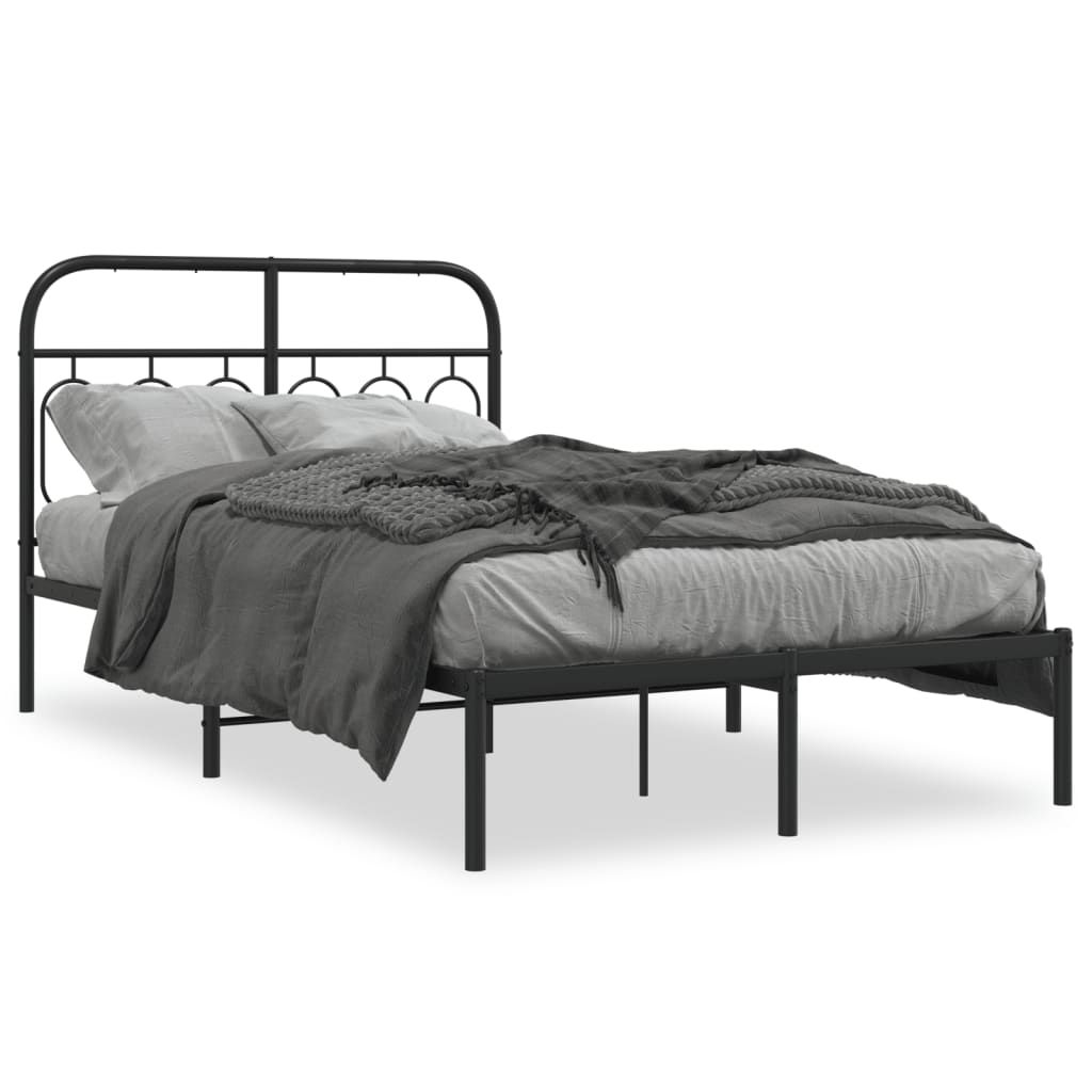 Bedframe met hoofdbord metaal zwart 120x200 cm is nu te koop bij PeponiXL, paradijselijk wonen!
