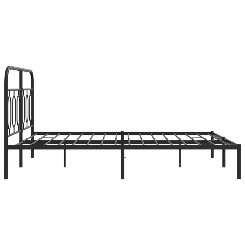 Bedframe met hoofdbord metaal zwart 135x190 cm is nu te koop bij PeponiXL, paradijselijk wonen!