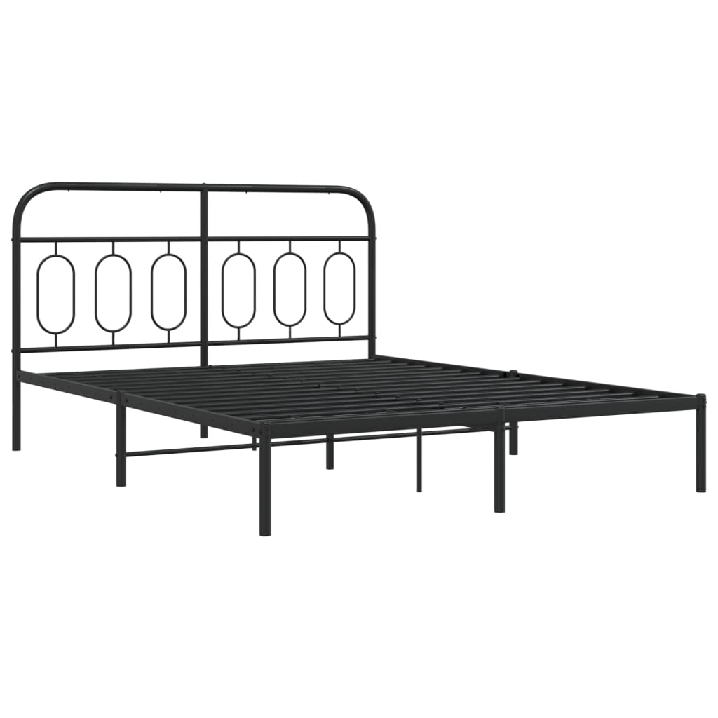 Bedframe met hoofdbord metaal zwart 140x190 cm is nu te koop bij PeponiXL, paradijselijk wonen!