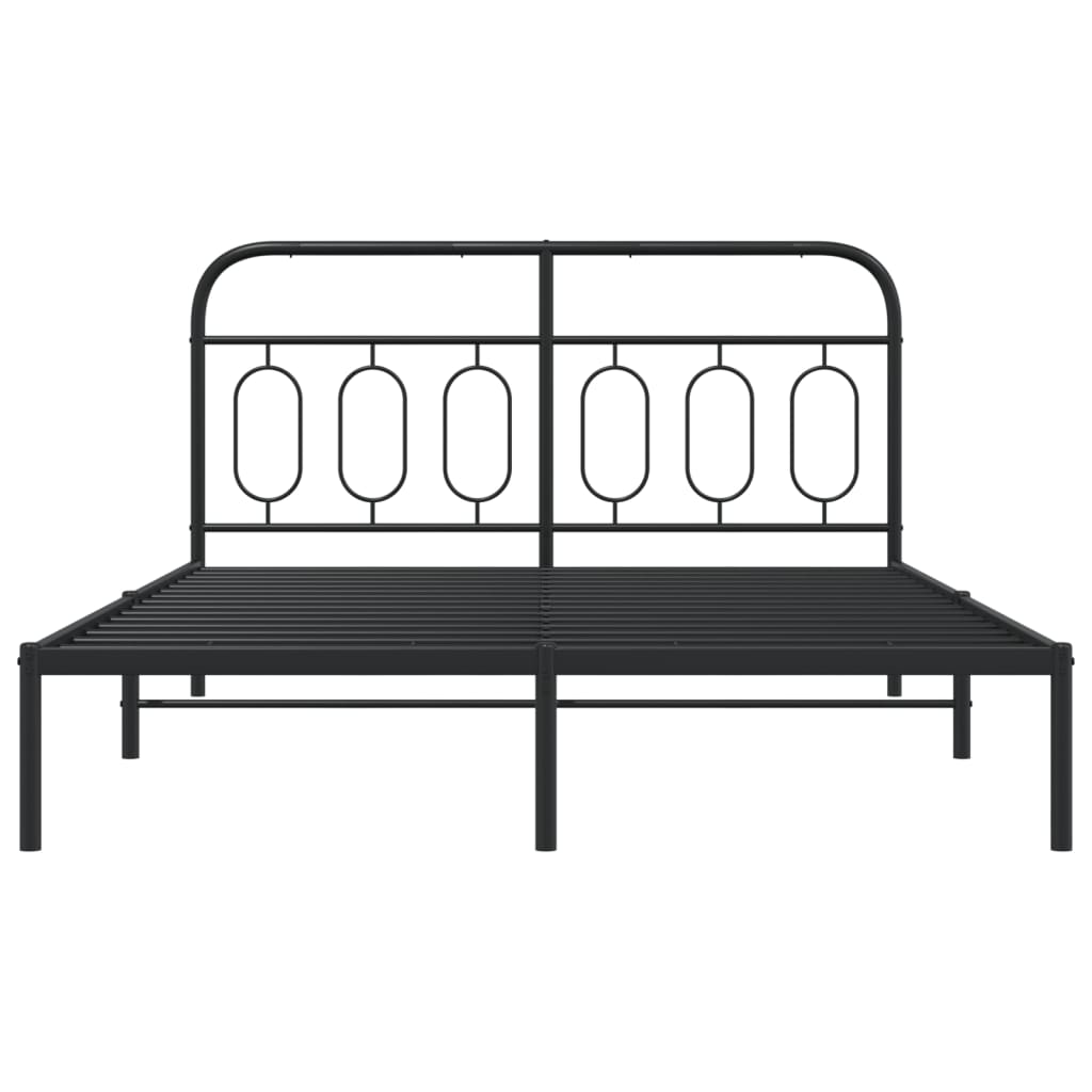 Bedframe met hoofdbord metaal zwart 140x190 cm is nu te koop bij PeponiXL, paradijselijk wonen!