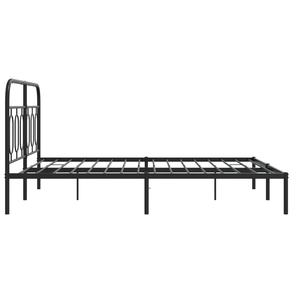 Bedframe met hoofdbord metaal zwart 140x190 cm is nu te koop bij PeponiXL, paradijselijk wonen!