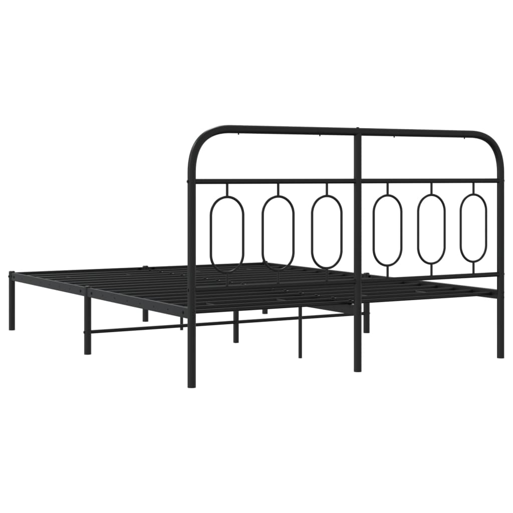 Bedframe met hoofdbord metaal zwart 140x190 cm is nu te koop bij PeponiXL, paradijselijk wonen!