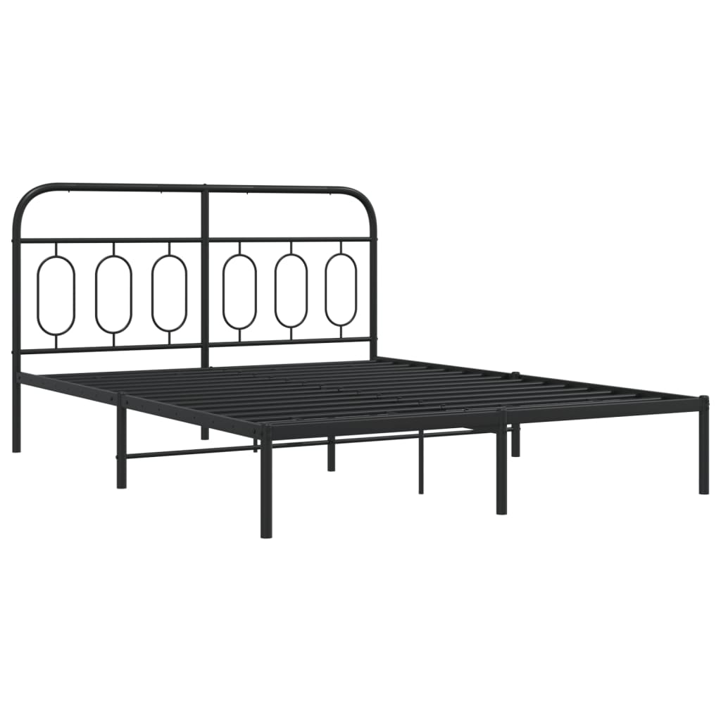 Bedframe met hoofdbord metaal zwart 140x200 cm is nu te koop bij PeponiXL, paradijselijk wonen!