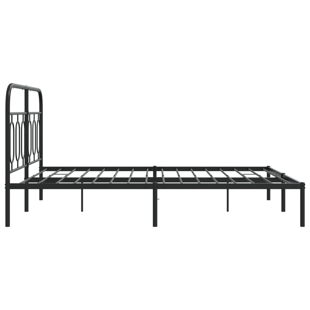 Bedframe met hoofdbord metaal zwart 140x200 cm is nu te koop bij PeponiXL, paradijselijk wonen!