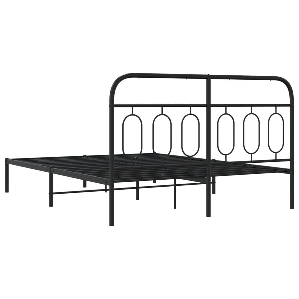 Bedframe met hoofdbord metaal zwart 140x200 cm is nu te koop bij PeponiXL, paradijselijk wonen!