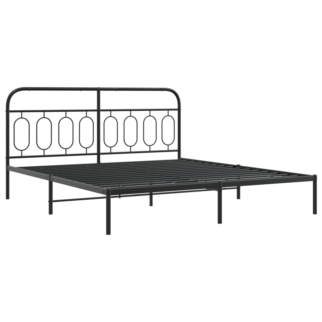 Bedframe met hoofdbord metaal zwart 183x213 cm is nu te koop bij PeponiXL, paradijselijk wonen!