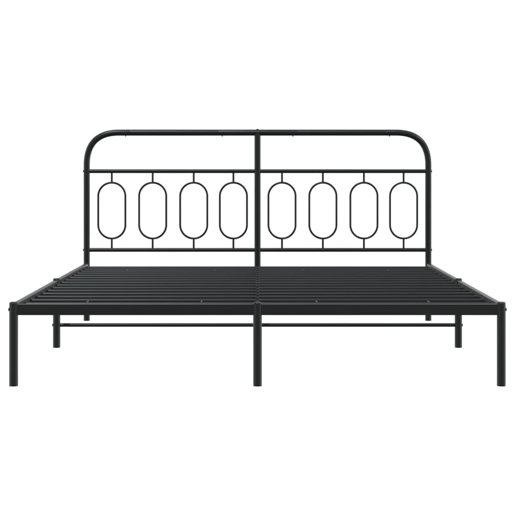 Bedframe met hoofdbord metaal zwart 183x213 cm is nu te koop bij PeponiXL, paradijselijk wonen!