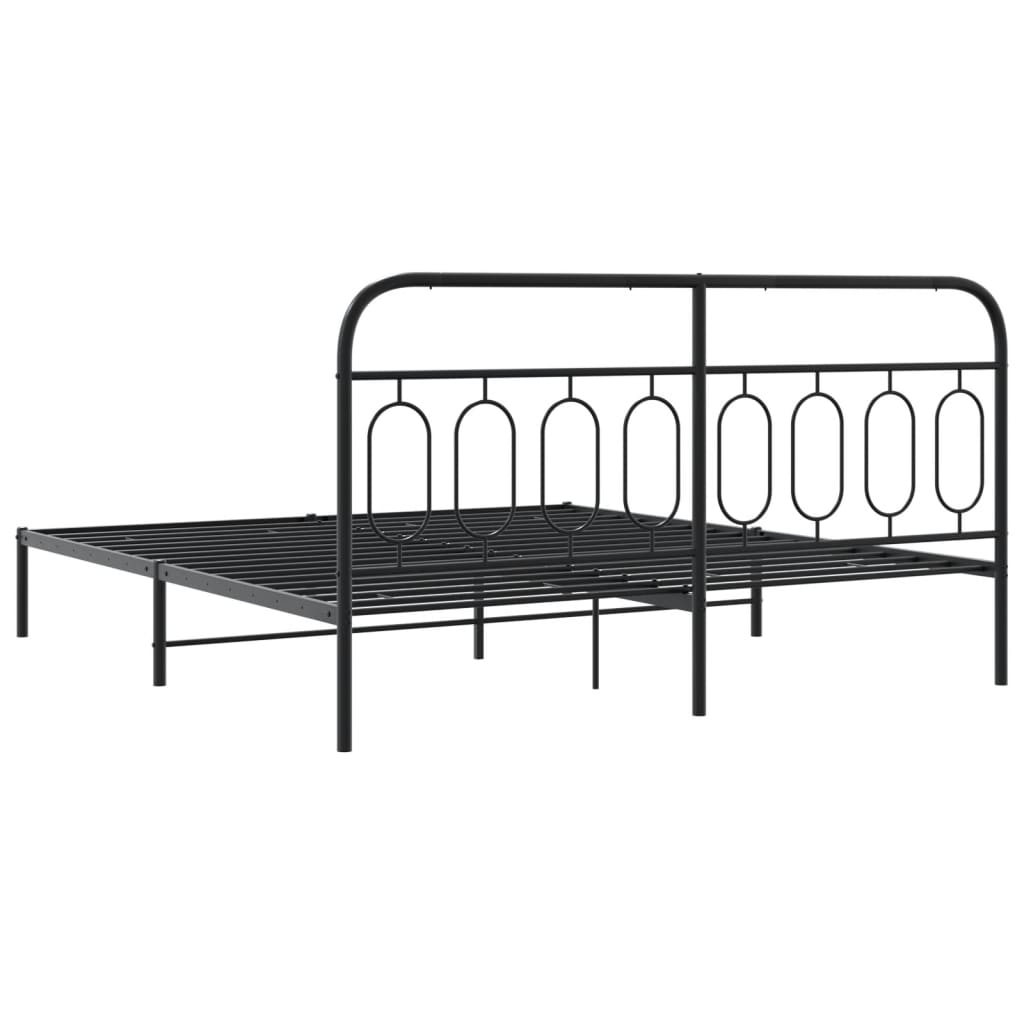 Bedframe met hoofdbord metaal zwart 183x213 cm is nu te koop bij PeponiXL, paradijselijk wonen!