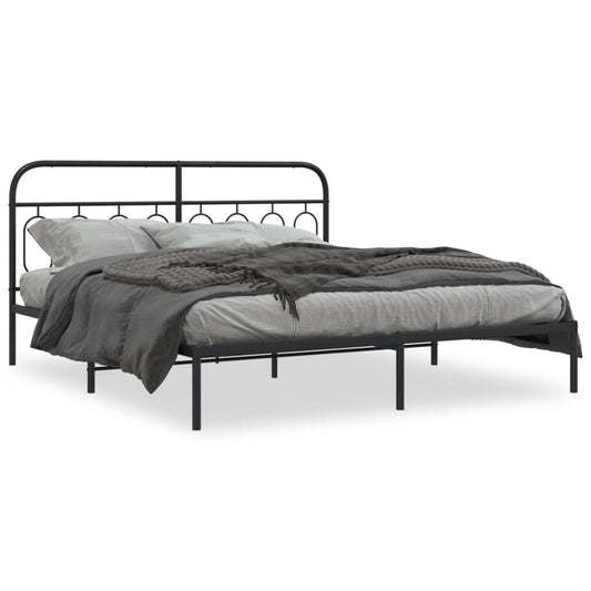 Bedframe met hoofdbord metaal zwart 183x213 cm is nu te koop bij PeponiXL, paradijselijk wonen!