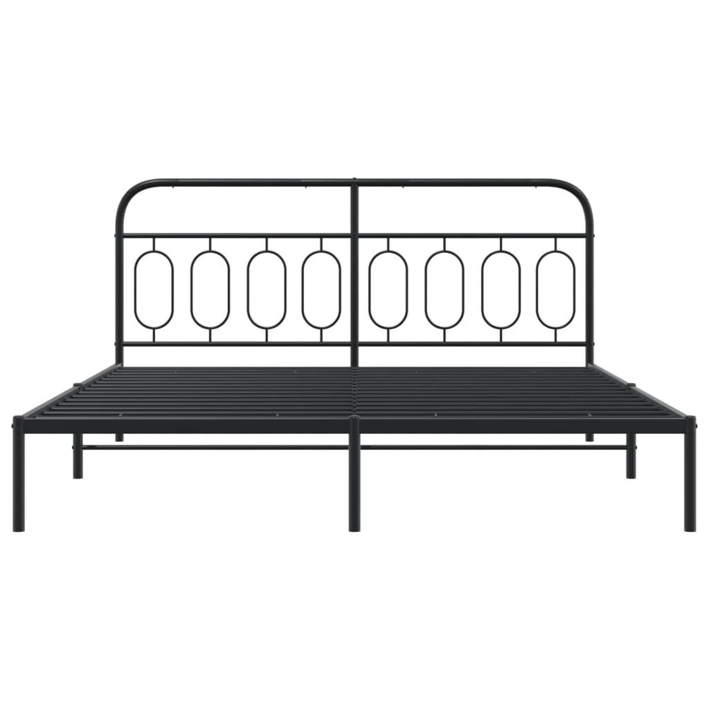 Bedframe met hoofdbord metaal zwart 193x203 cm is nu te koop bij PeponiXL, paradijselijk wonen!