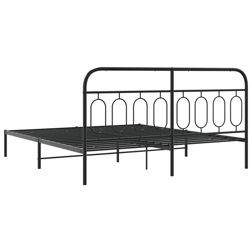 Bedframe met hoofdbord metaal zwart 193x203 cm is nu te koop bij PeponiXL, paradijselijk wonen!