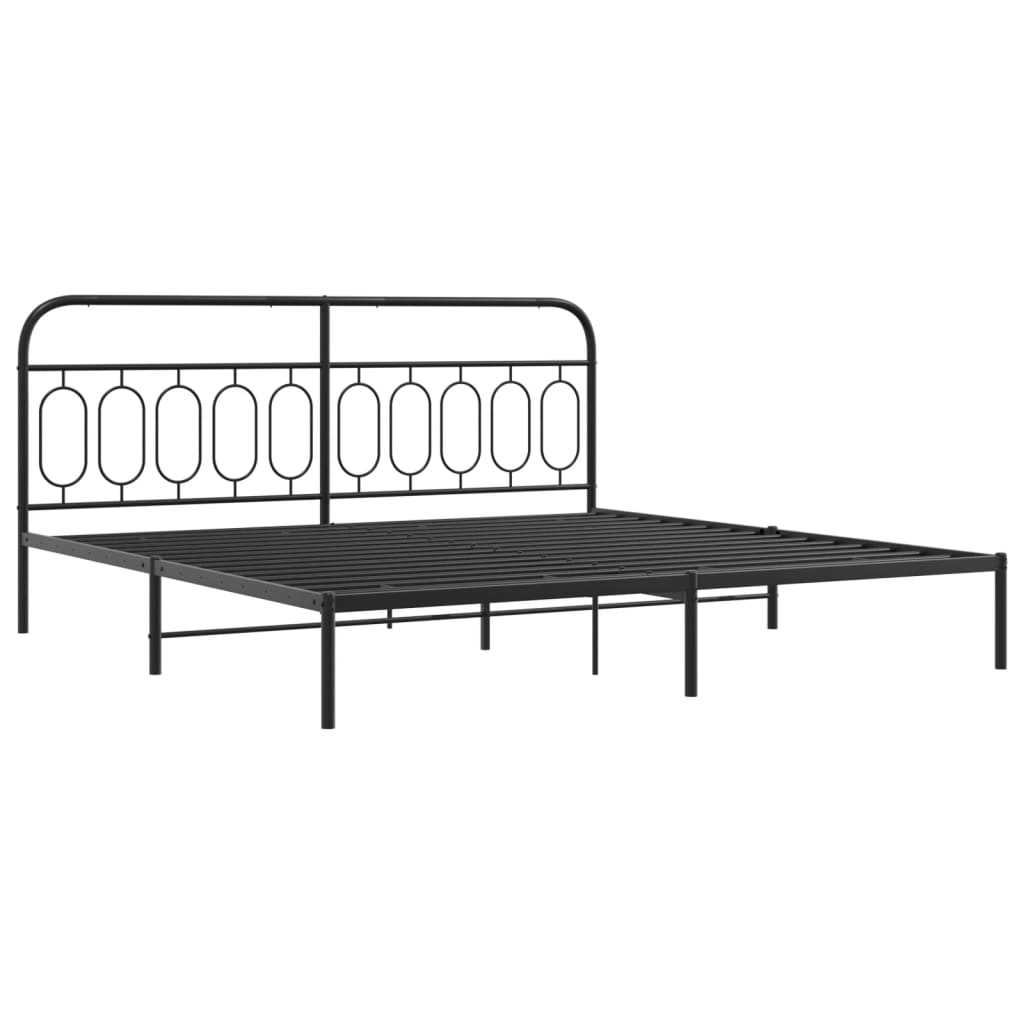 Bedframe met hoofdbord metaal zwart 200x200 cm is nu te koop bij PeponiXL, paradijselijk wonen!