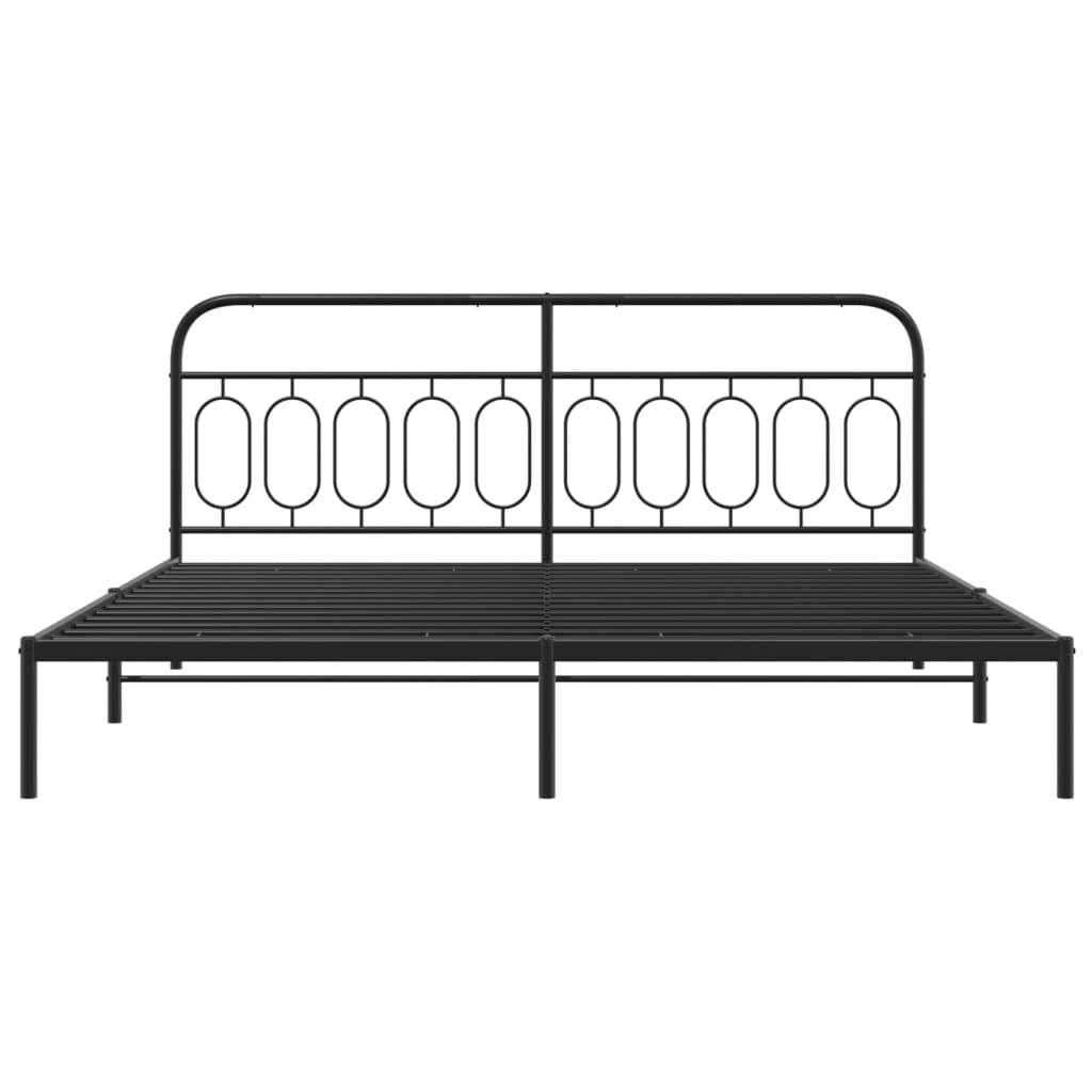 Bedframe met hoofdbord metaal zwart 200x200 cm is nu te koop bij PeponiXL, paradijselijk wonen!