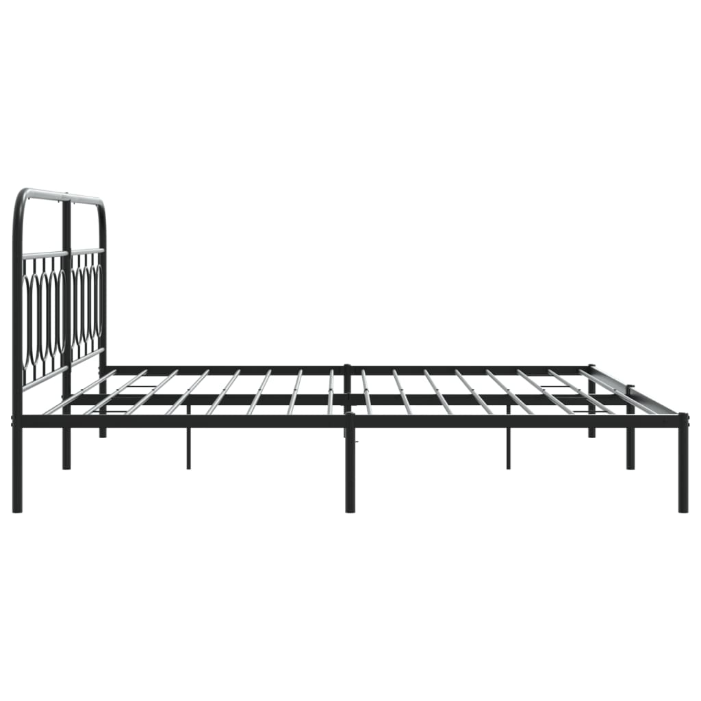 Bedframe met hoofdbord metaal zwart 200x200 cm is nu te koop bij PeponiXL, paradijselijk wonen!