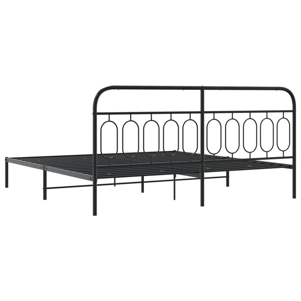 Bedframe met hoofdbord metaal zwart 200x200 cm is nu te koop bij PeponiXL, paradijselijk wonen!