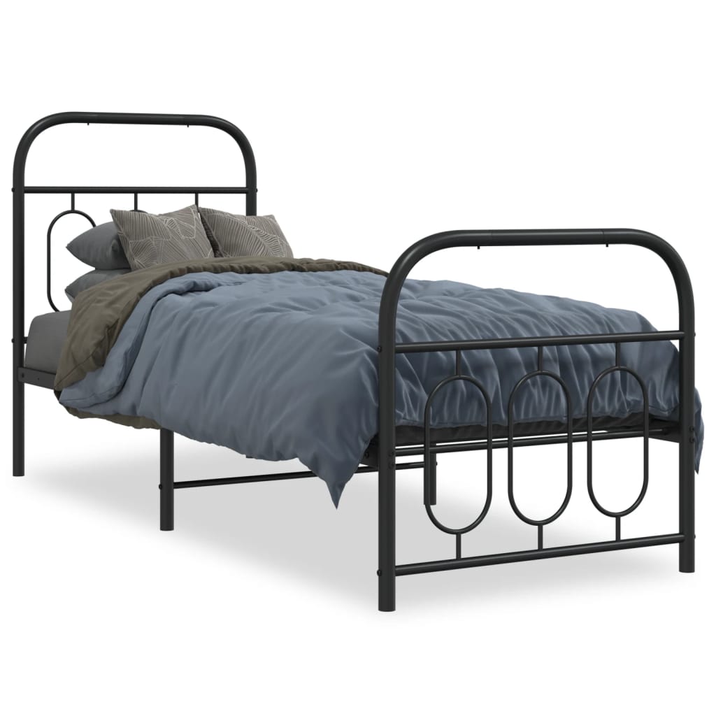 Bedframe met hoofd- en voeteneinde metaal zwart 75x190 cm is nu te koop bij PeponiXL, paradijselijk wonen!