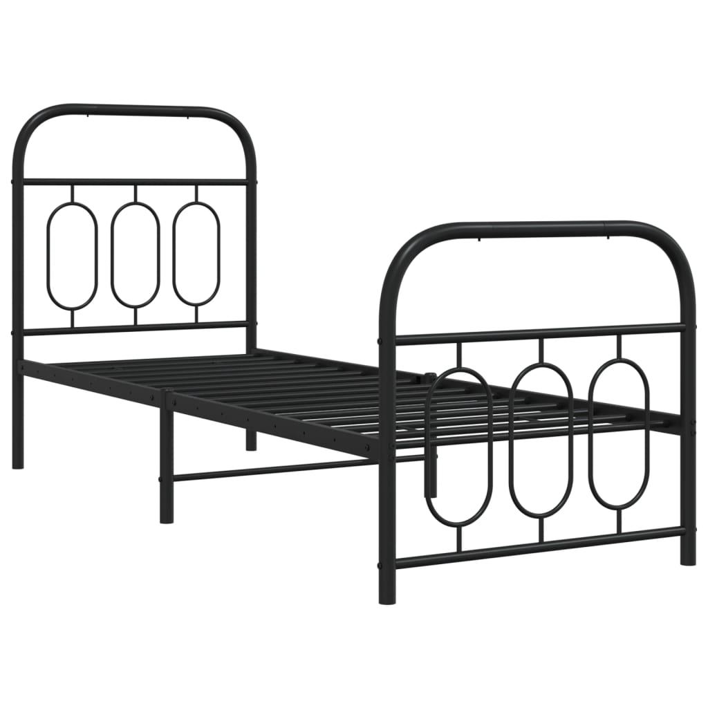 Bedframe met hoofd- en voeteneinde metaal zwart 75x190 cm is nu te koop bij PeponiXL, paradijselijk wonen!