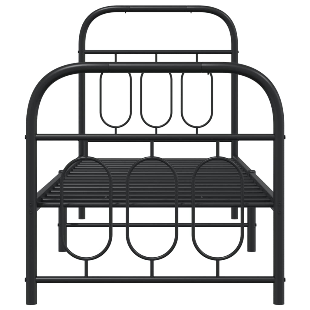 Bedframe met hoofd- en voeteneinde metaal zwart 75x190 cm is nu te koop bij PeponiXL, paradijselijk wonen!