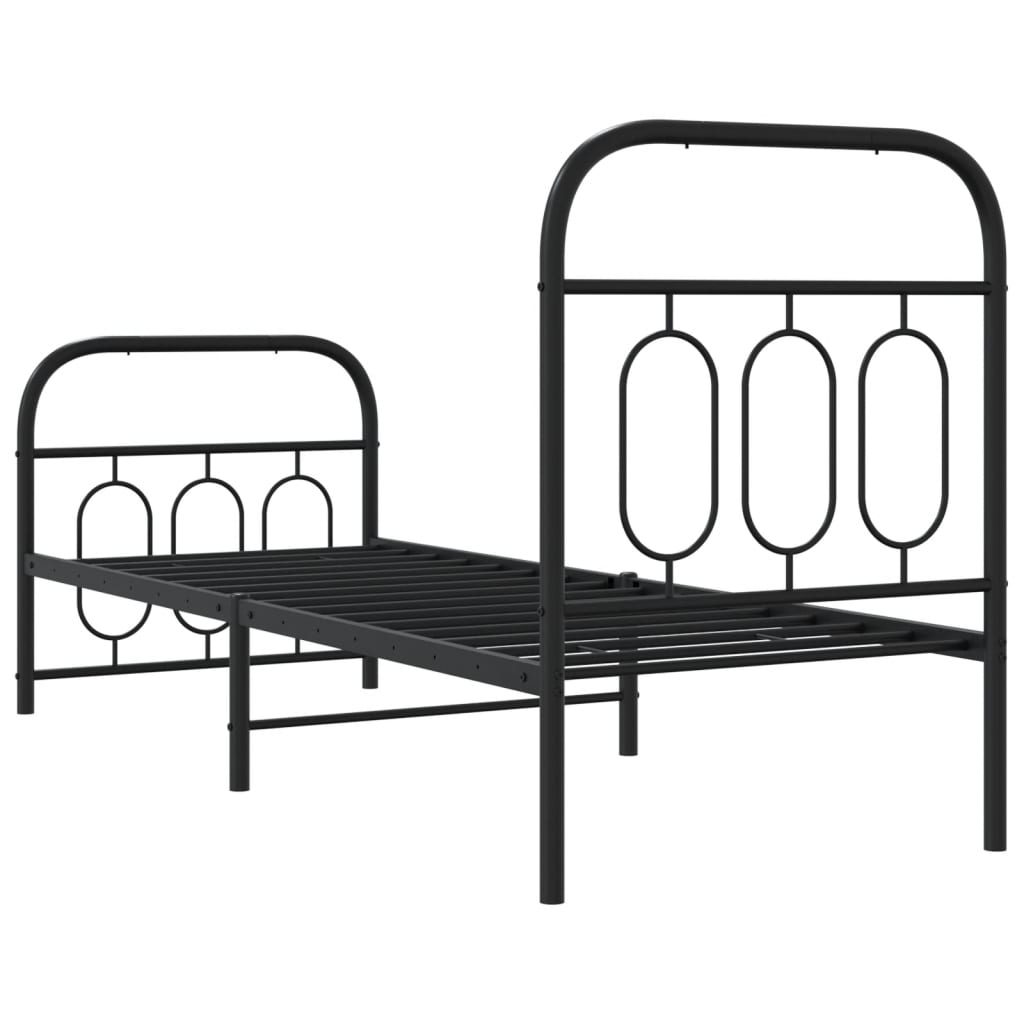 Bedframe met hoofd- en voeteneinde metaal zwart 75x190 cm is nu te koop bij PeponiXL, paradijselijk wonen!