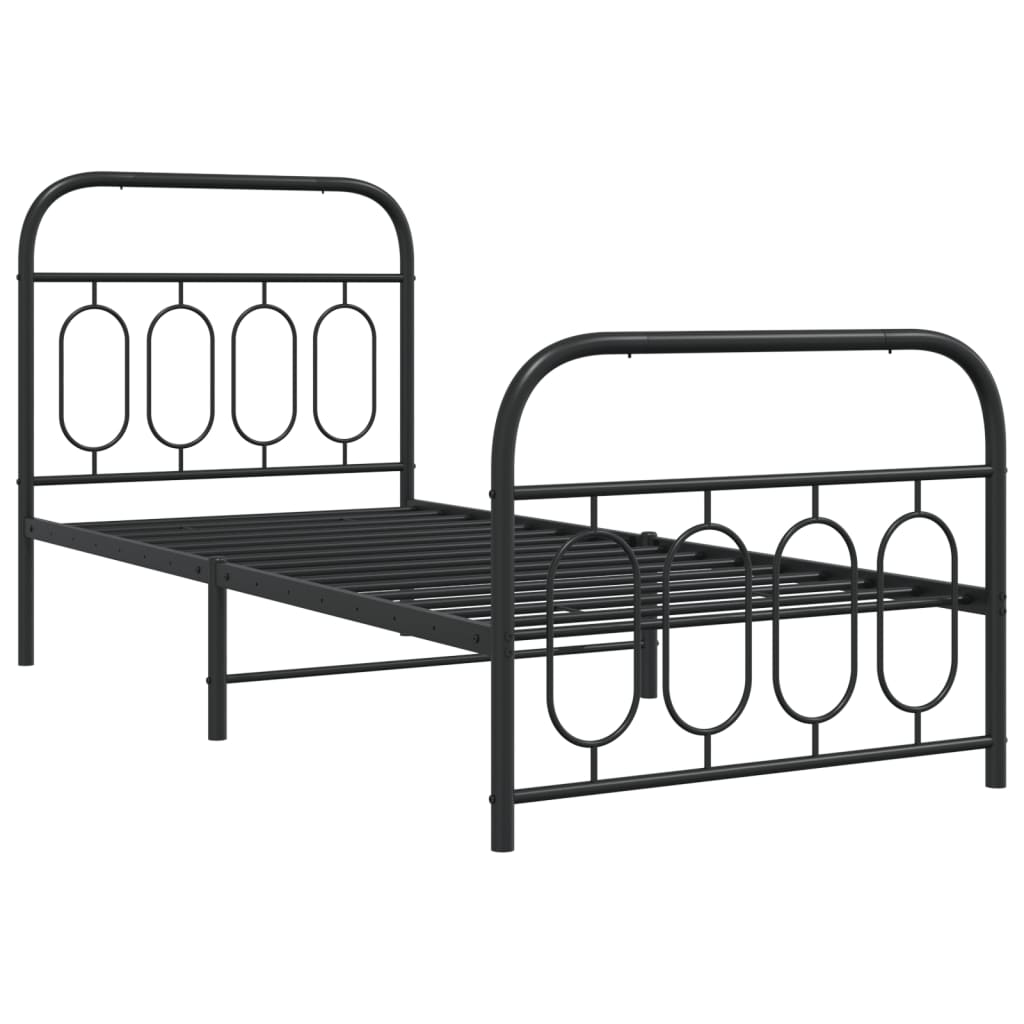 Bedframe met hoofd- en voeteneinde metaal zwart 80x200 cm is nu te koop bij PeponiXL, paradijselijk wonen!