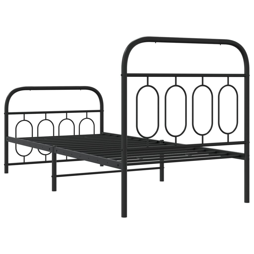 Bedframe met hoofd- en voeteneinde metaal zwart 80x200 cm is nu te koop bij PeponiXL, paradijselijk wonen!
