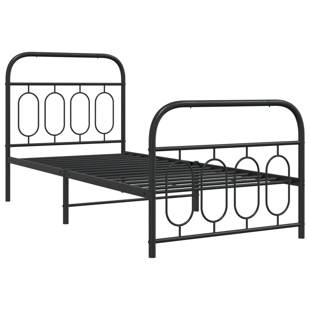 Bedframe met hoofd- en voeteneinde metaal zwart 90x200 cm is nu te koop bij PeponiXL, paradijselijk wonen!
