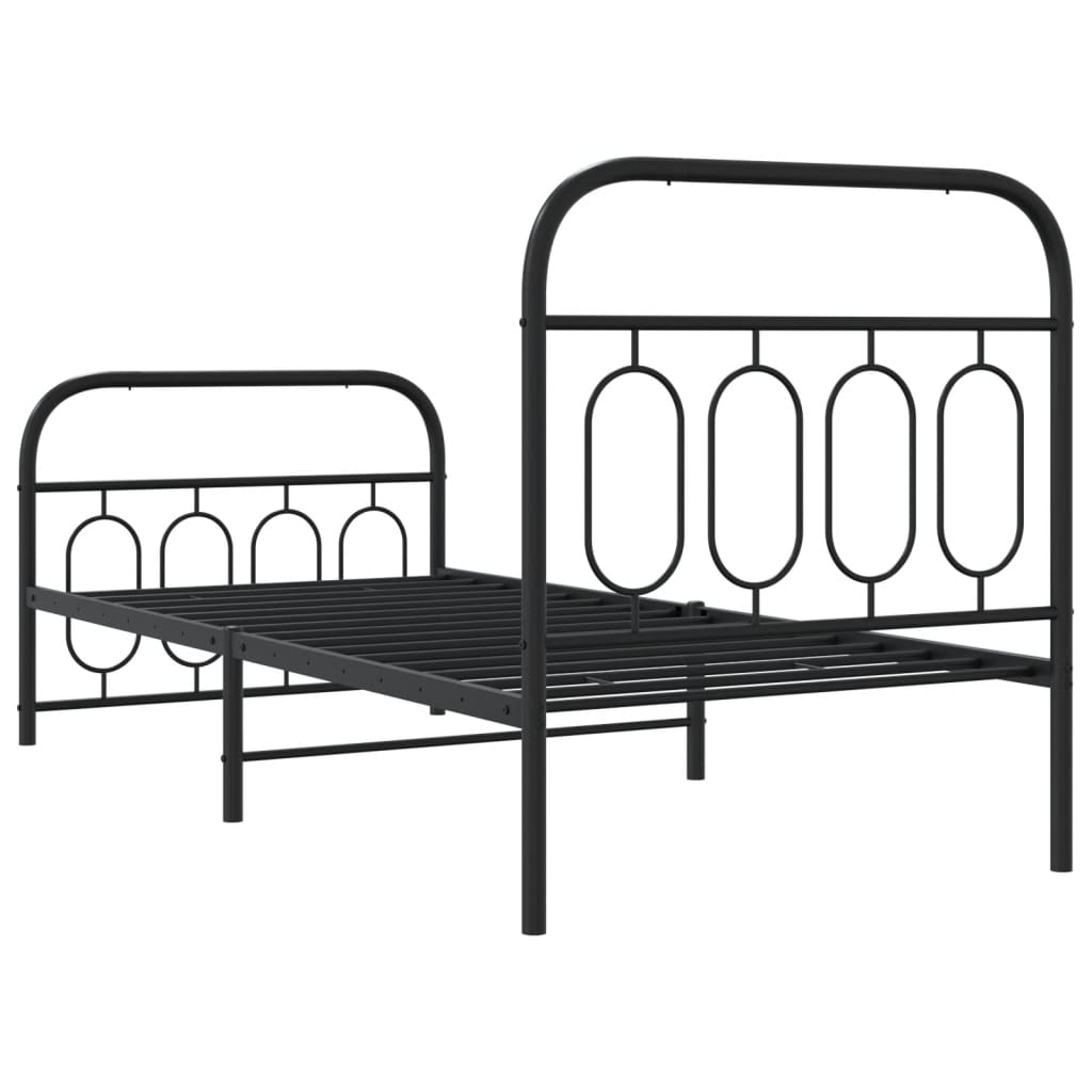 Bedframe met hoofd- en voeteneinde metaal zwart 90x200 cm is nu te koop bij PeponiXL, paradijselijk wonen!