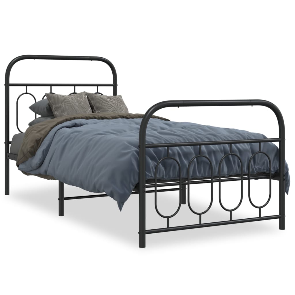 Bedframe met hoofd- en voeteneinde metaal zwart 90x200 cm is nu te koop bij PeponiXL, paradijselijk wonen!