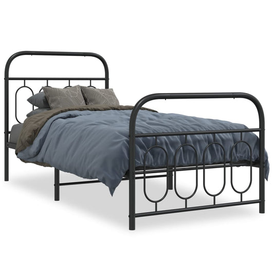 Bedframe met hoofd- en voeteneinde metaal zwart 90x200 cm is nu te koop bij PeponiXL, paradijselijk wonen!
