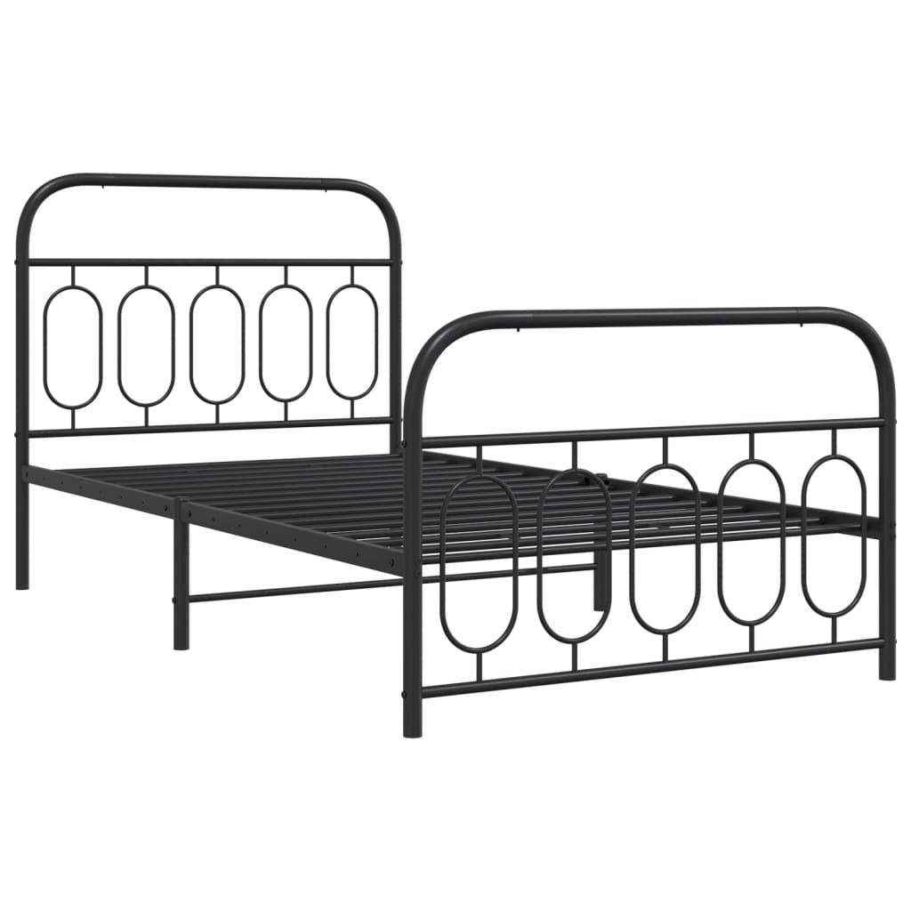 Bedframe met hoofd- en voeteneinde metaal zwart 107x203 cm is nu te koop bij PeponiXL, paradijselijk wonen!
