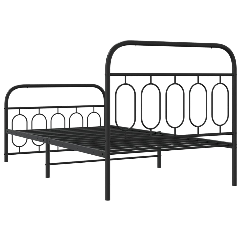 Bedframe met hoofd- en voeteneinde metaal zwart 107x203 cm is nu te koop bij PeponiXL, paradijselijk wonen!