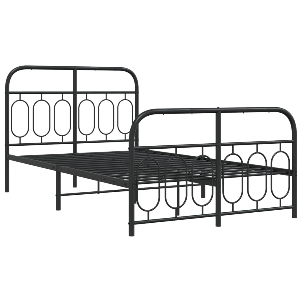 Bedframe met hoofd- en voeteneinde metaal zwart 120x190 cm is nu te koop bij PeponiXL, paradijselijk wonen!