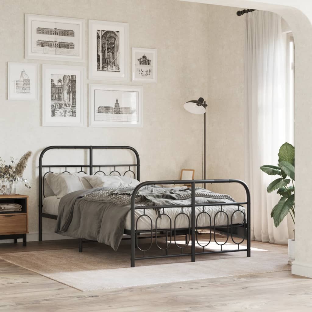 Bedframe met hoofd- en voeteneinde metaal zwart 120x190 cm is nu te koop bij PeponiXL, paradijselijk wonen!