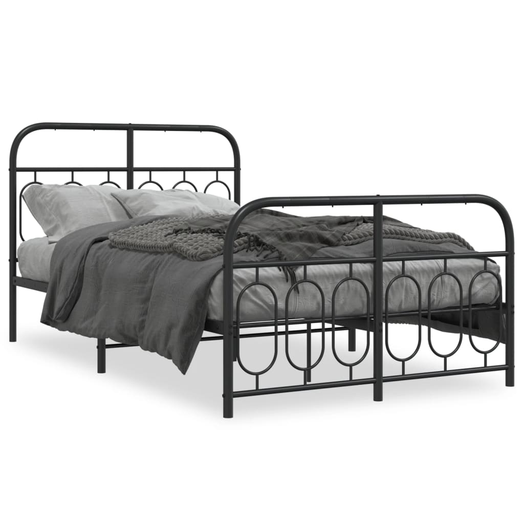 Bedframe met hoofd- en voeteneinde metaal zwart 120x190 cm is nu te koop bij PeponiXL, paradijselijk wonen!