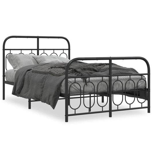 Bedframe met hoofd- en voeteneinde metaal zwart 120x190 cm is nu te koop bij PeponiXL, paradijselijk wonen!