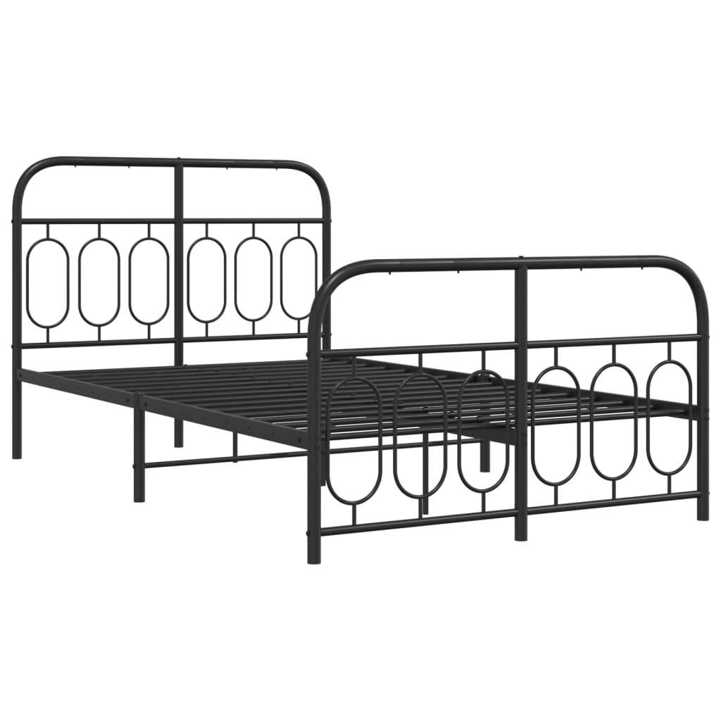 Bedframe met hoofd- en voeteneinde metaal zwart 120x200 cm is nu te koop bij PeponiXL, paradijselijk wonen!