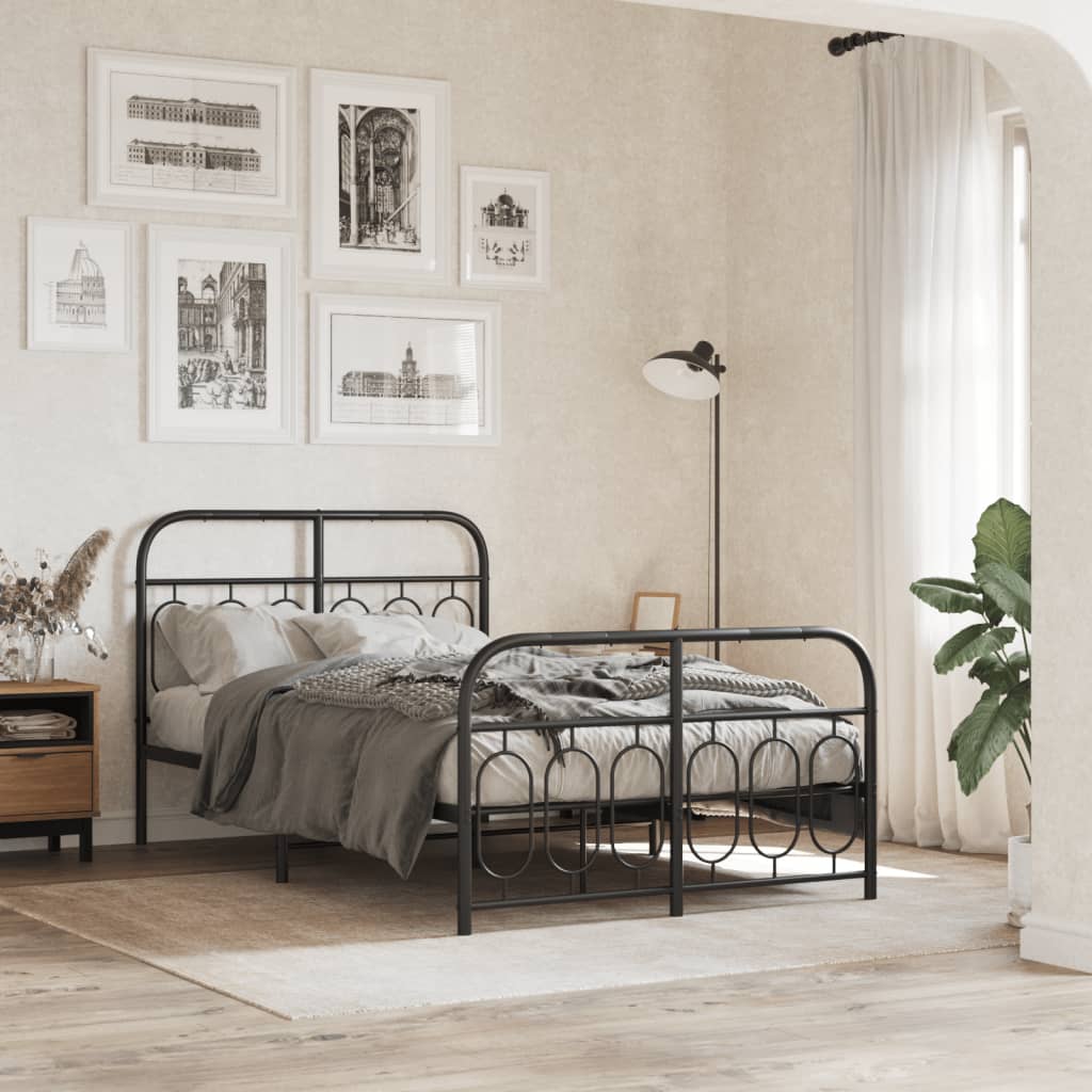 Bedframe met hoofd- en voeteneinde metaal zwart 120x200 cm is nu te koop bij PeponiXL, paradijselijk wonen!