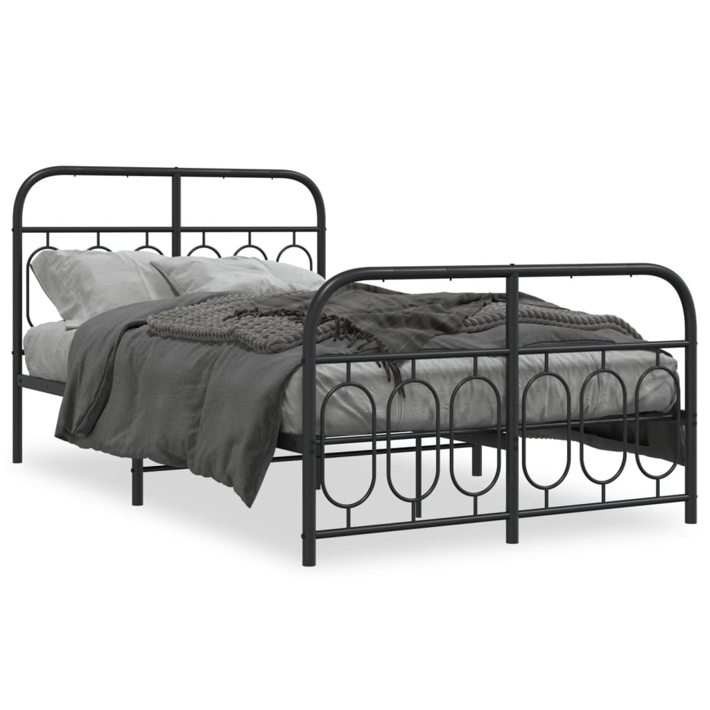 Bedframe met hoofd- en voeteneinde metaal zwart 120x200 cm is nu te koop bij PeponiXL, paradijselijk wonen!