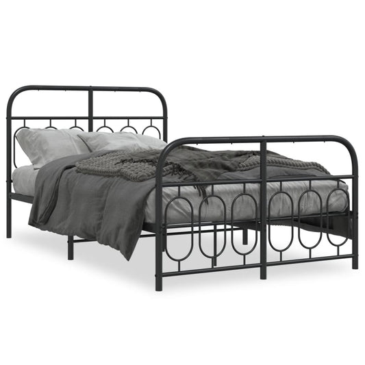 Bedframe met hoofd- en voeteneinde metaal zwart 120x200 cm is nu te koop bij PeponiXL, paradijselijk wonen!