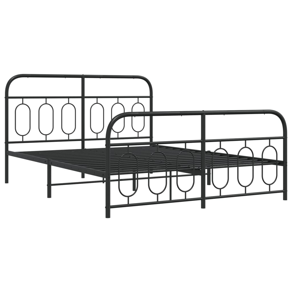 Bedframe met hoofd- en voeteneinde metaal zwart 135x190 cm is nu te koop bij PeponiXL, paradijselijk wonen!