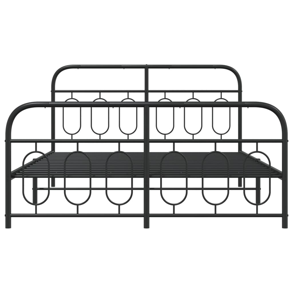 Bedframe met hoofd- en voeteneinde metaal zwart 135x190 cm is nu te koop bij PeponiXL, paradijselijk wonen!