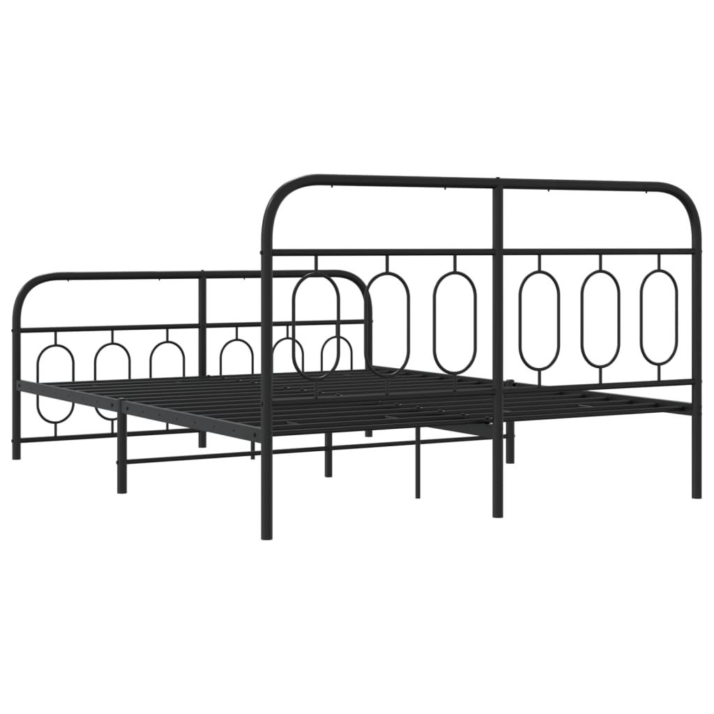 Bedframe met hoofd- en voeteneinde metaal zwart 135x190 cm is nu te koop bij PeponiXL, paradijselijk wonen!