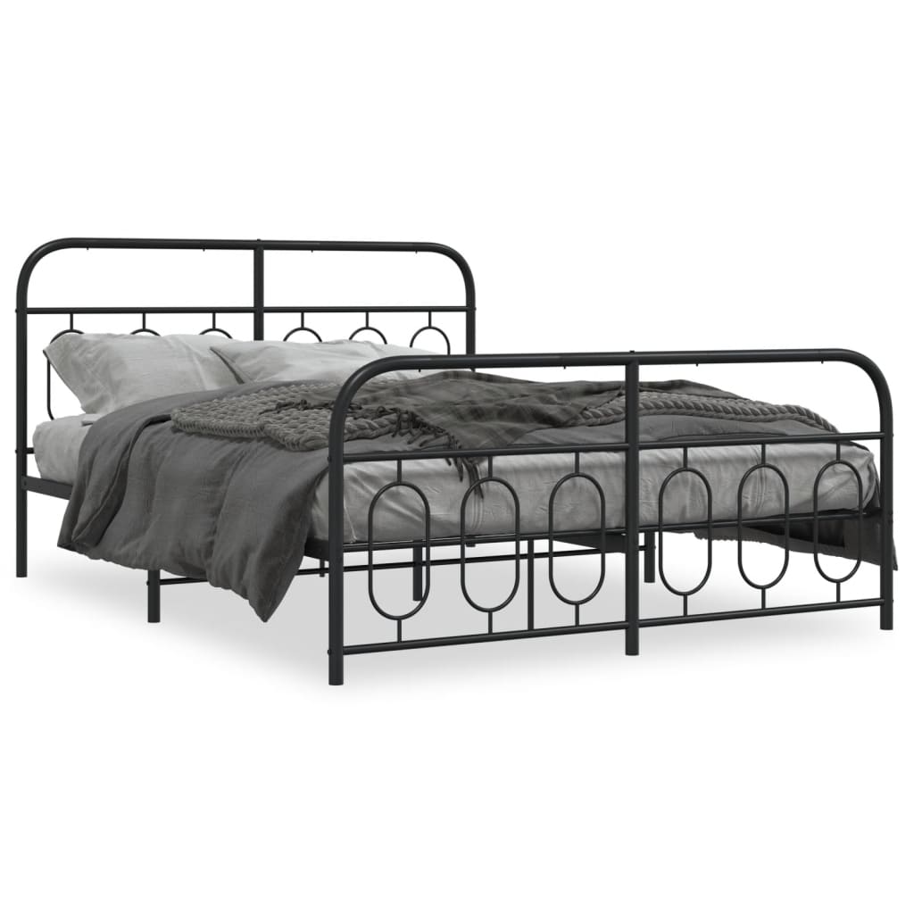 Bedframe met hoofd- en voeteneinde metaal zwart 135x190 cm is nu te koop bij PeponiXL, paradijselijk wonen!