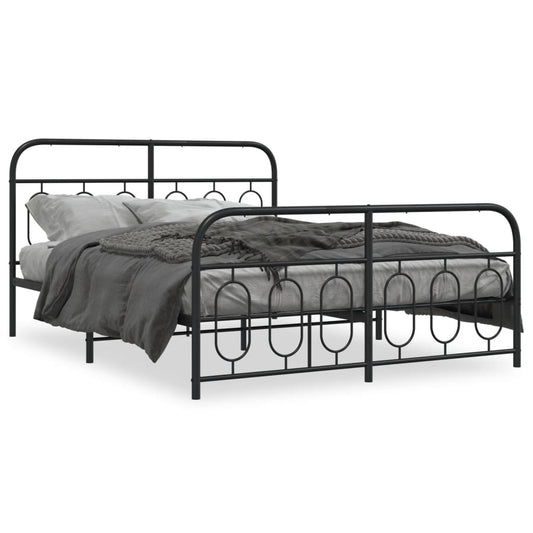 Bedframe met hoofd- en voeteneinde metaal zwart 135x190 cm is nu te koop bij PeponiXL, paradijselijk wonen!