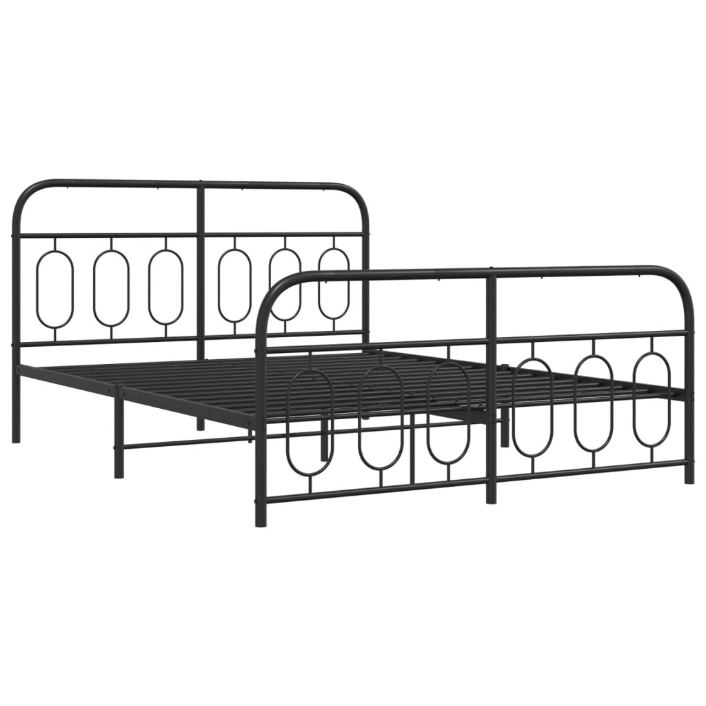 Bedframe met hoofd- en voeteneinde metaal zwart 140x190 cm is nu te koop bij PeponiXL, paradijselijk wonen!
