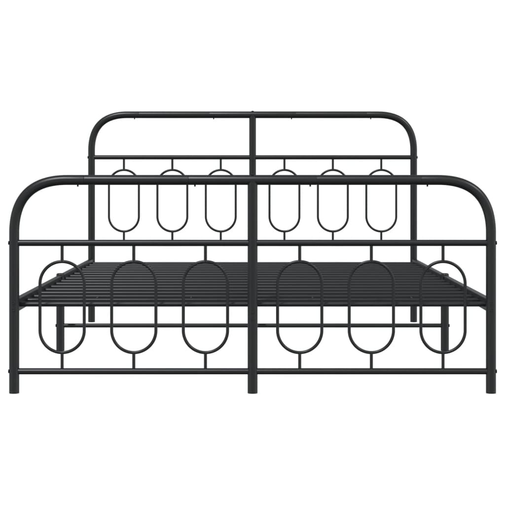 Bedframe met hoofd- en voeteneinde metaal zwart 140x190 cm is nu te koop bij PeponiXL, paradijselijk wonen!